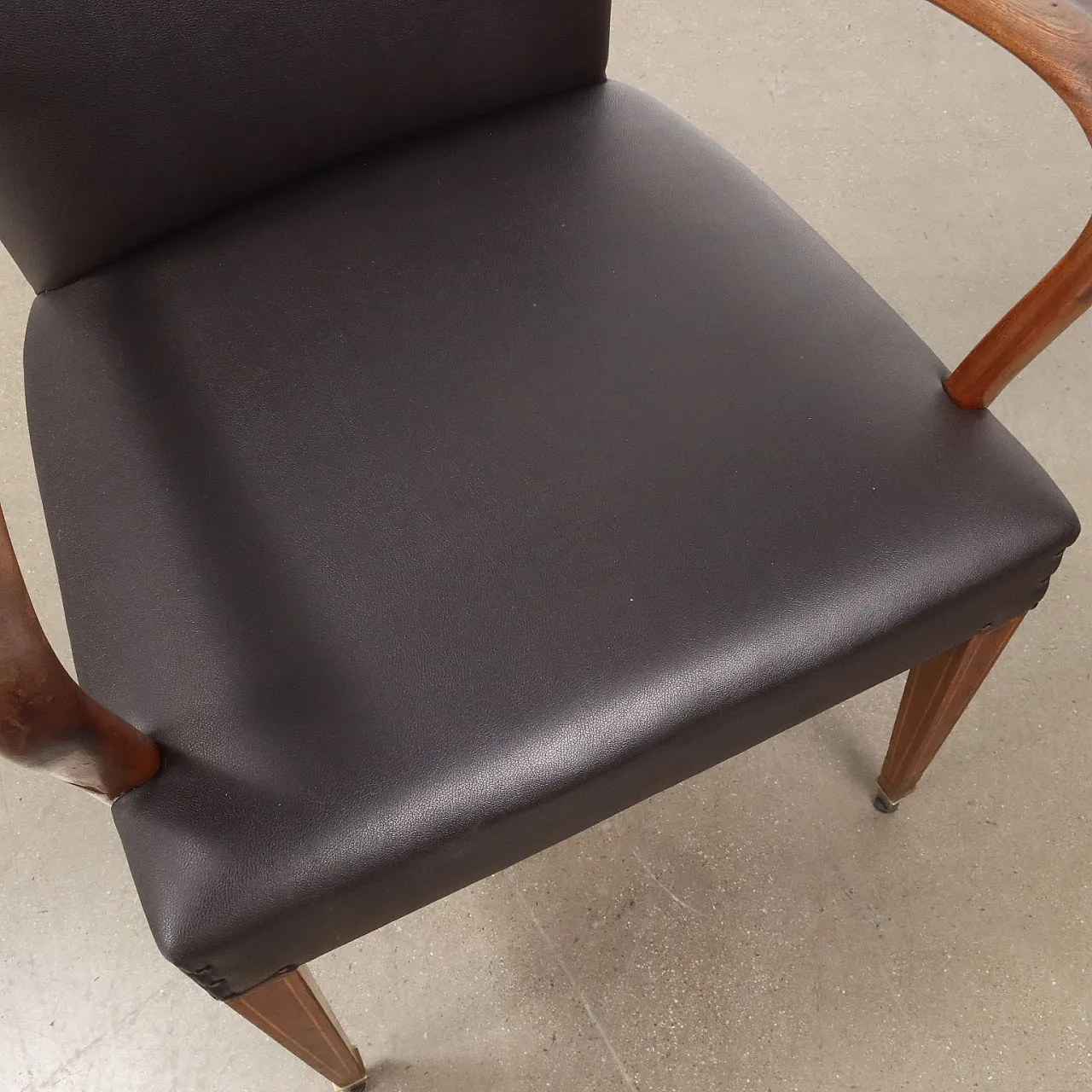 Beech and imitation leather chair, mid-20th century 7