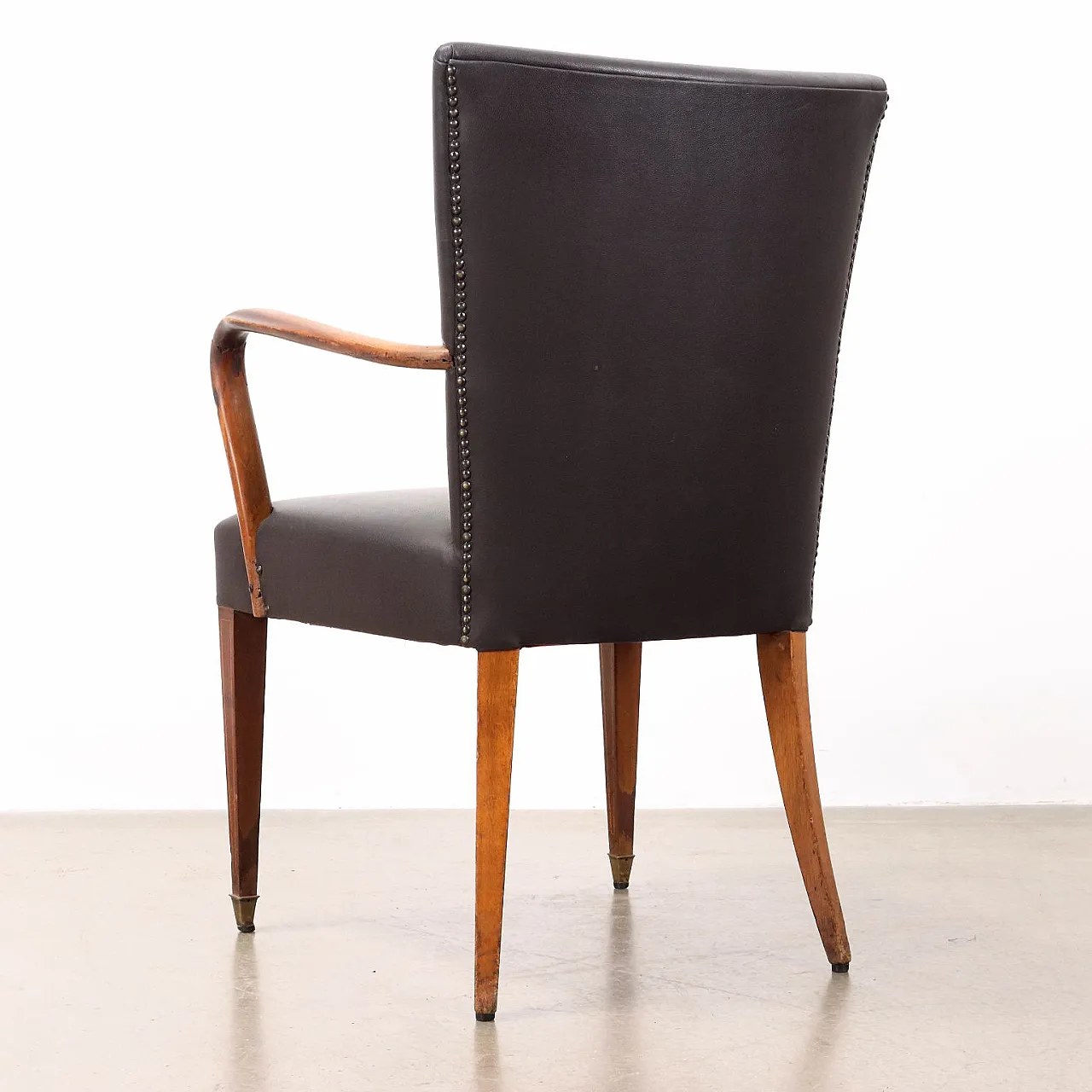 Beech and imitation leather chair, mid-20th century 8