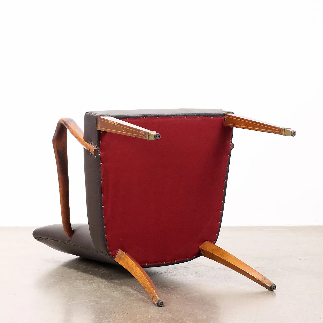 Beech and imitation leather chair, mid-20th century 9