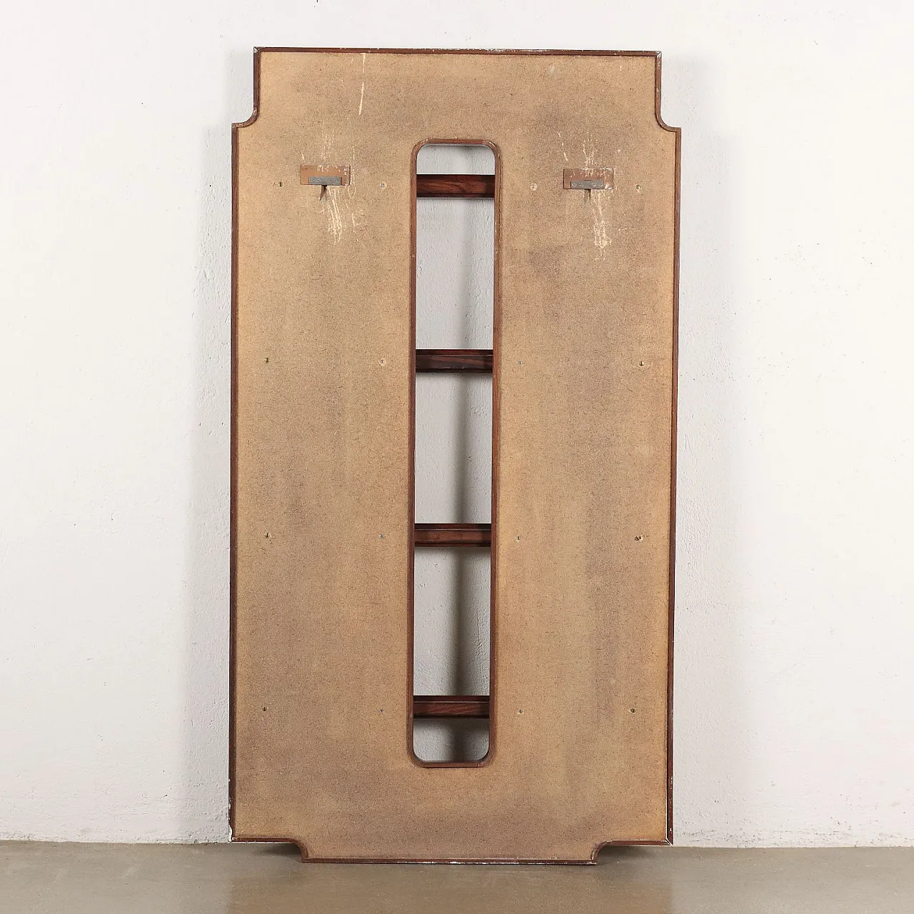 Wall-mounted wooden coat rack with metal hooks, 1950s 7