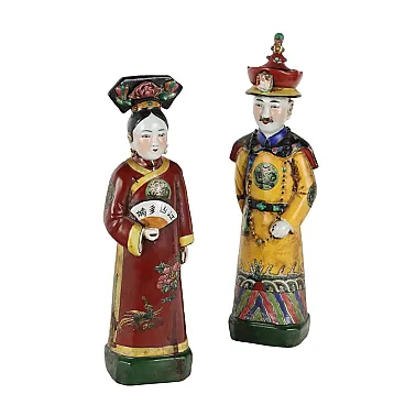 Porcelain figures emperor and wife, 20th century