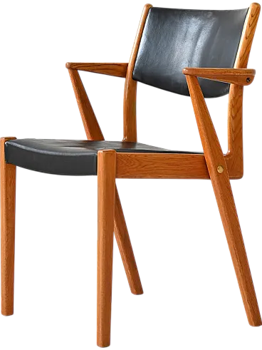 Sedia scandinava in teak e similpelle