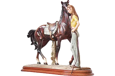 Scultura in ceramica Cavallo e Donna, 1970