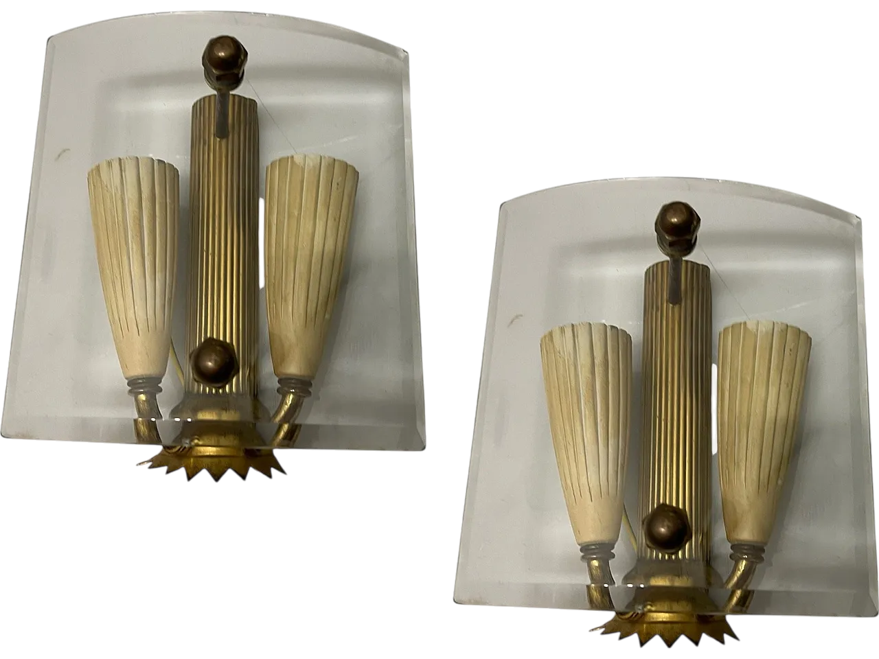 Pair of wall sconces Fontana Arte style, 1950s 10