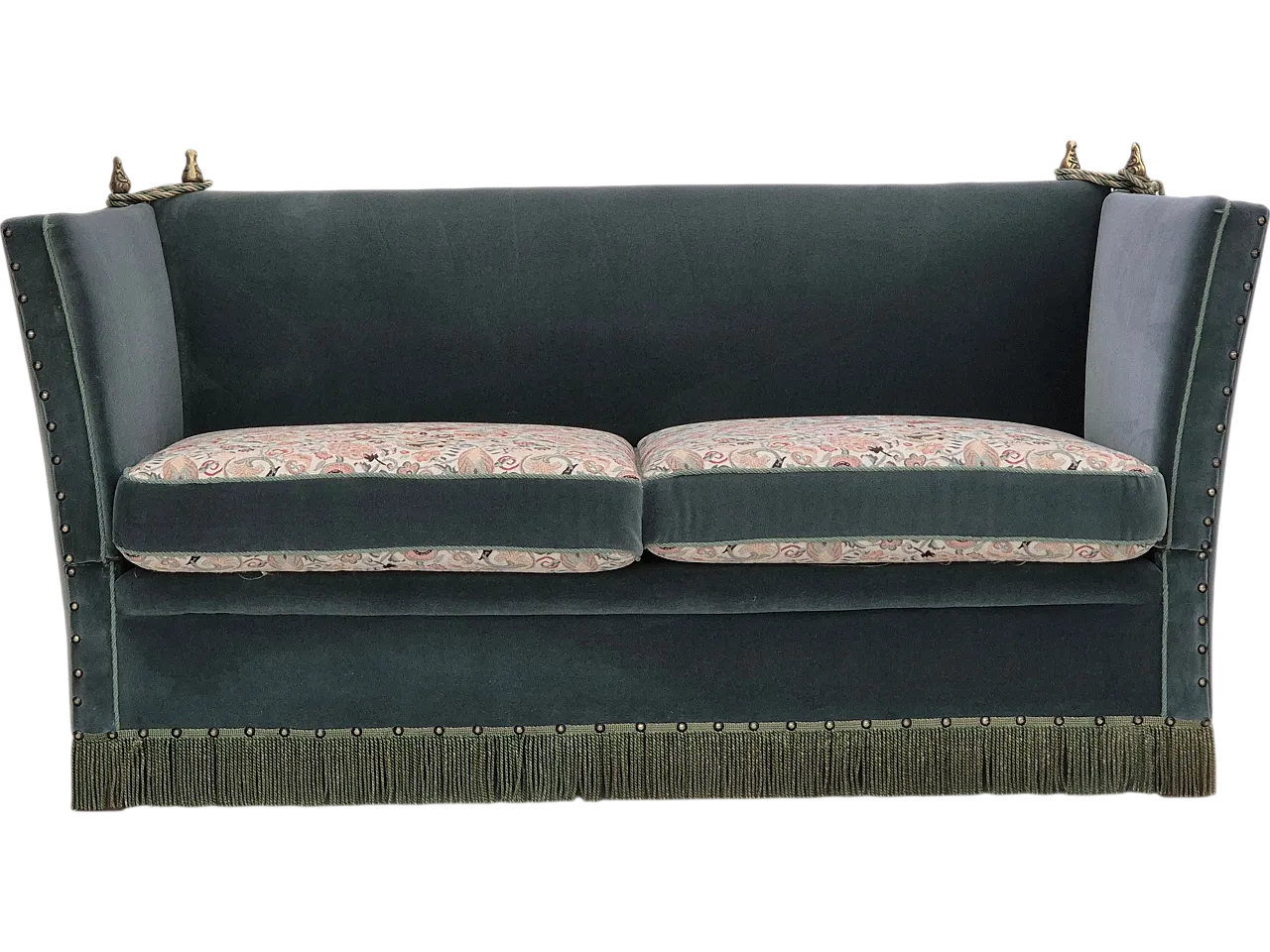 Danish drop arm "Spanish" sofa in velour, 1970s 24