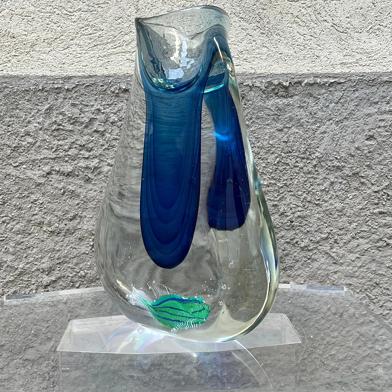 Submerged glass aquarium vase attributed to Flavio Poli, 1960s 5