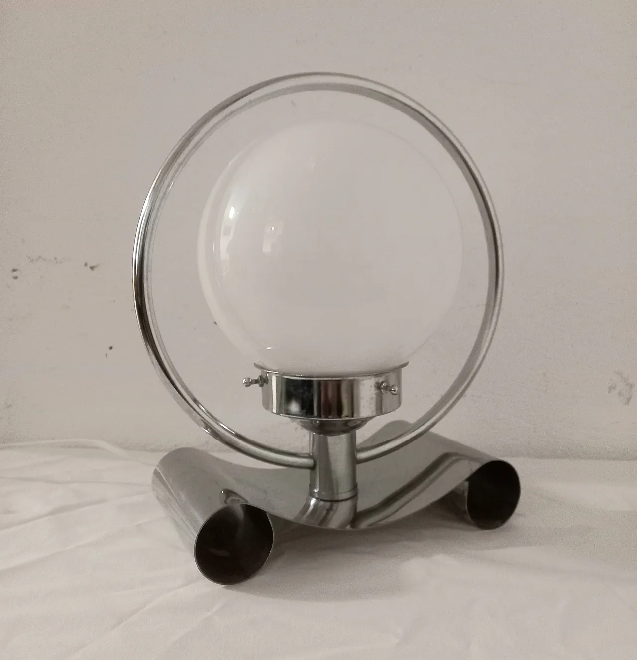 Chrome and glass table lamp, 70s 1