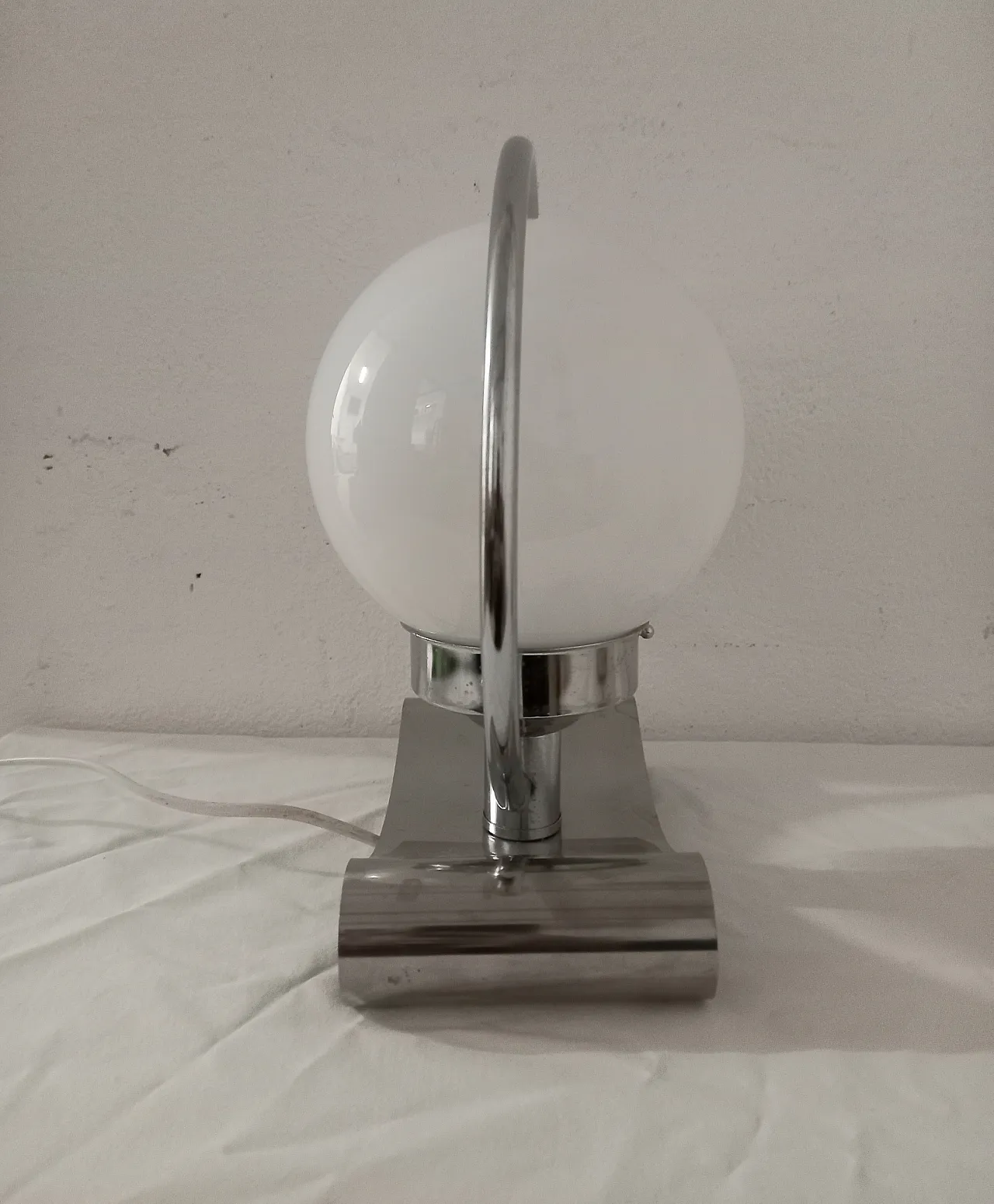 Chrome and glass table lamp, 70s 2