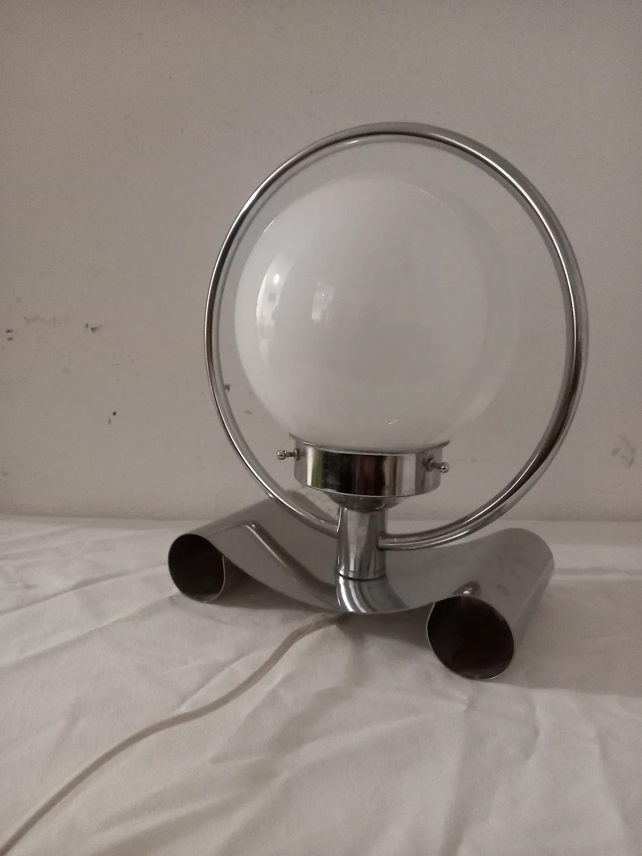 Chrome and glass table lamp, 70s 4