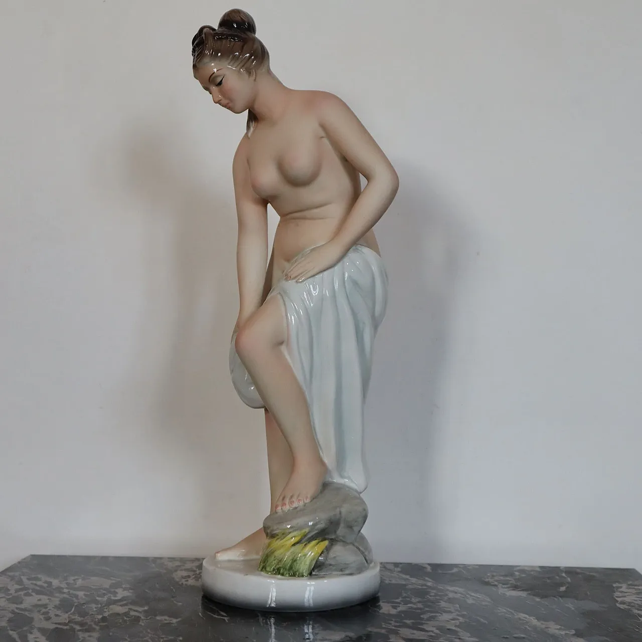 Scultura in Ceramica figura femminile al bagno Favaro e Cecchetto '30s 2