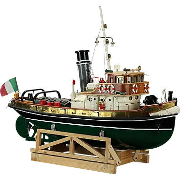 Ship In scale model tug vessel wood, 20th century