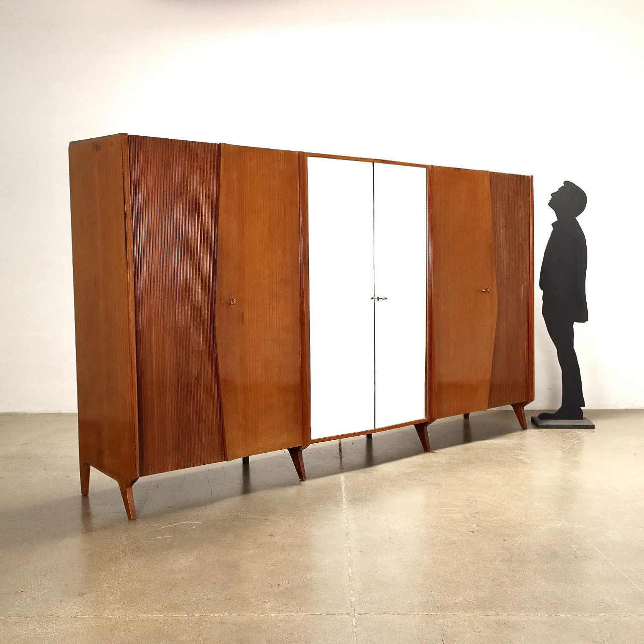 Mahogany and mirror wardrobe by Palazzi dell'Arte Cantù, 1960s 2