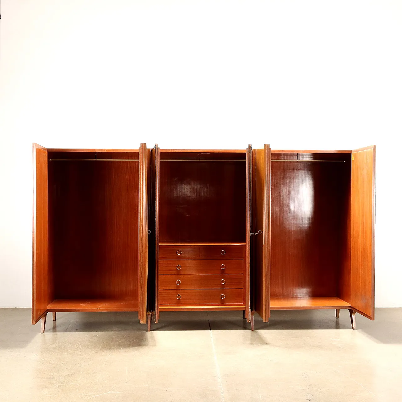 Mahogany and mirror wardrobe by Palazzi dell'Arte Cantù, 1960s 3