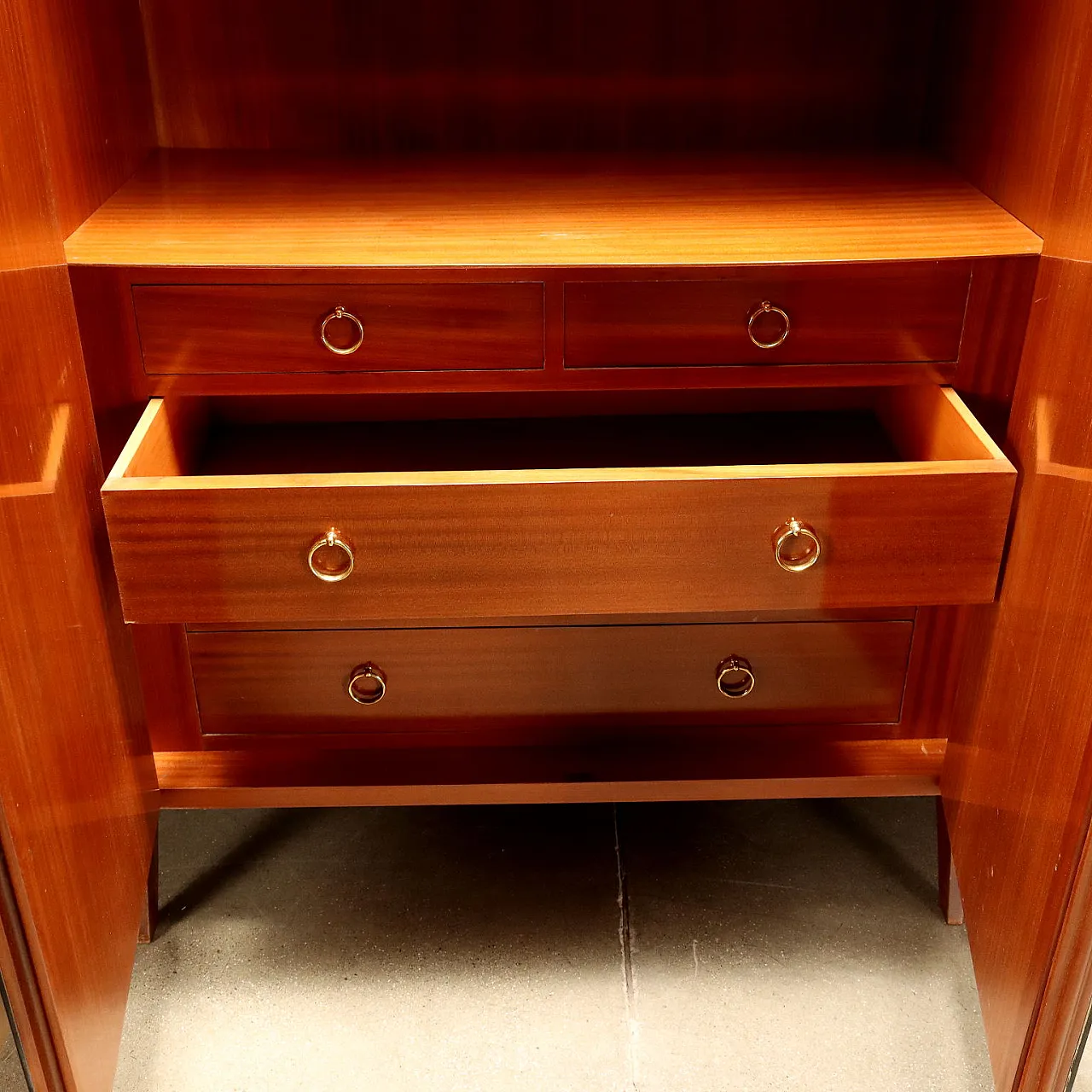 Mahogany and mirror wardrobe by Palazzi dell'Arte Cantù, 1960s 5