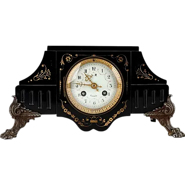 Table clock black marble L. M. Casale, 19th century