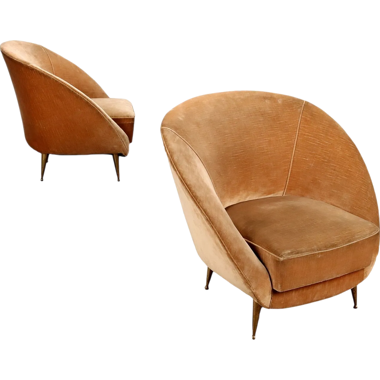 Pair of armchairs velvet brass, 1950s 9