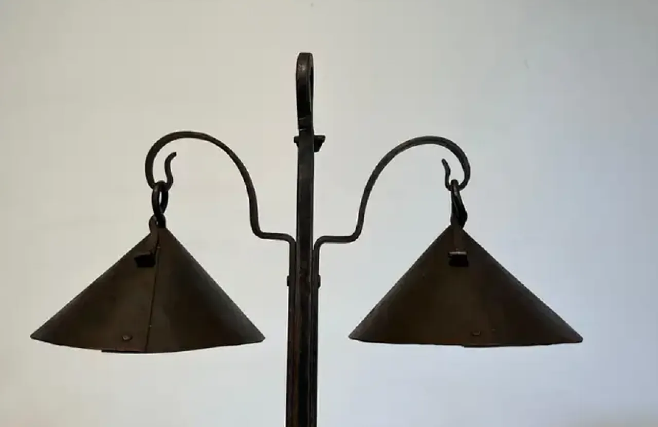 Wrought iron candlestick with 2 Lights, 1950s 3