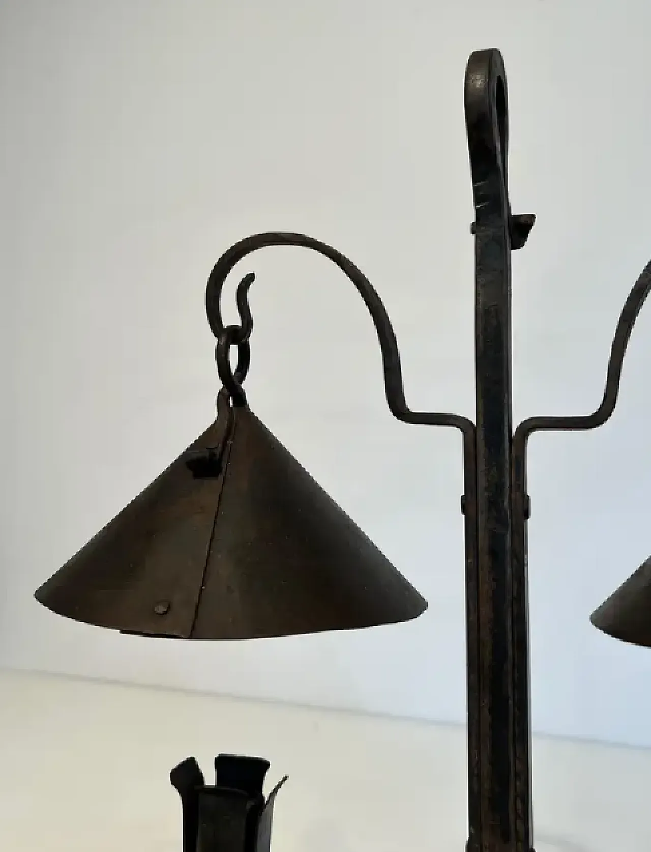 Wrought iron candlestick with 2 Lights, 1950s 4