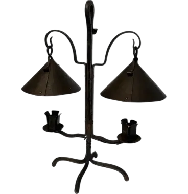 Wrought iron candlestick with 2 Lights, 1950s