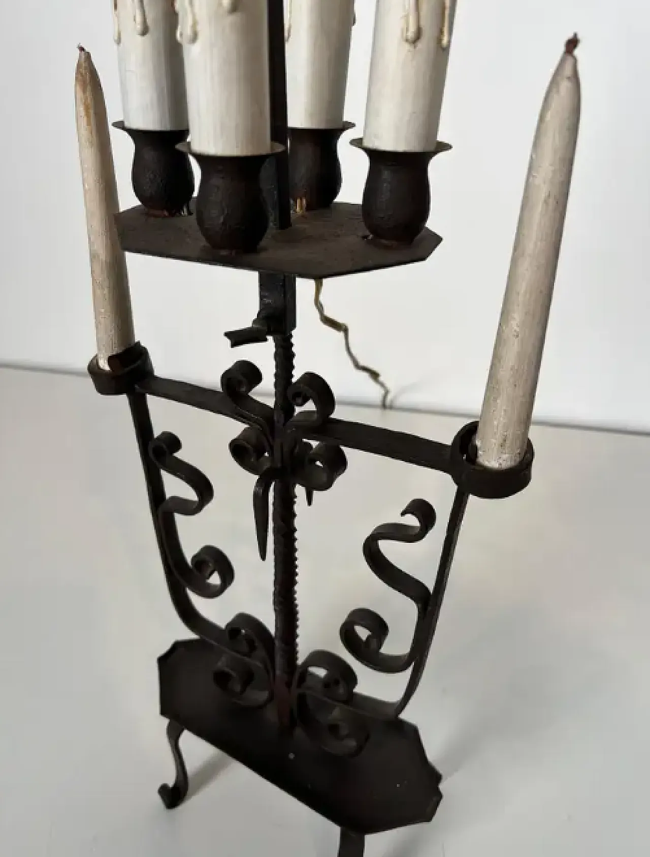 6 Lights wrought iron candlestick, 1950s 7