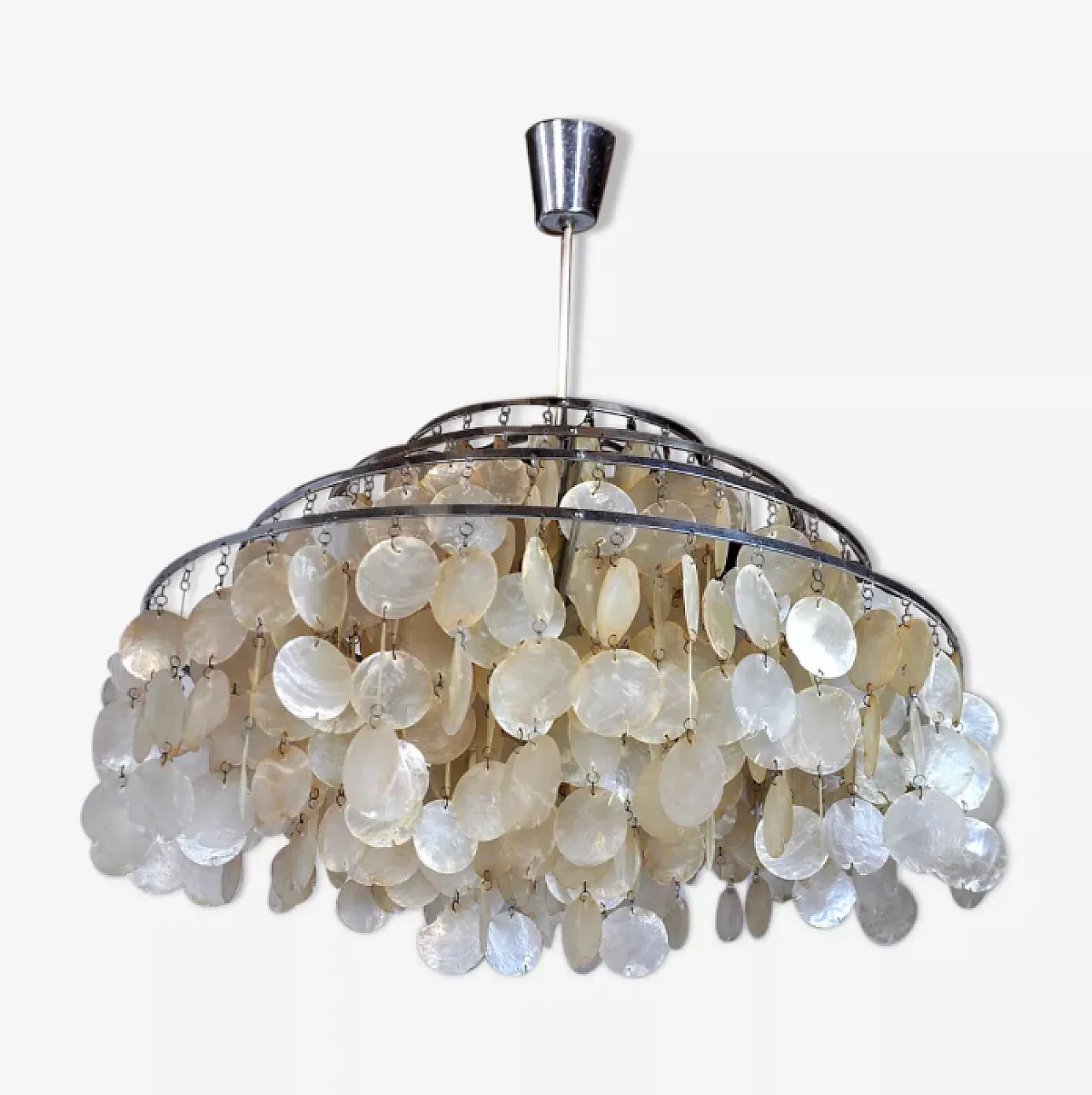 4-tier mother-of-pearl chandelier, 1980s 1