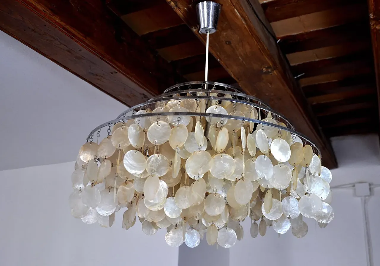 4-tier mother-of-pearl chandelier, 1980s 2