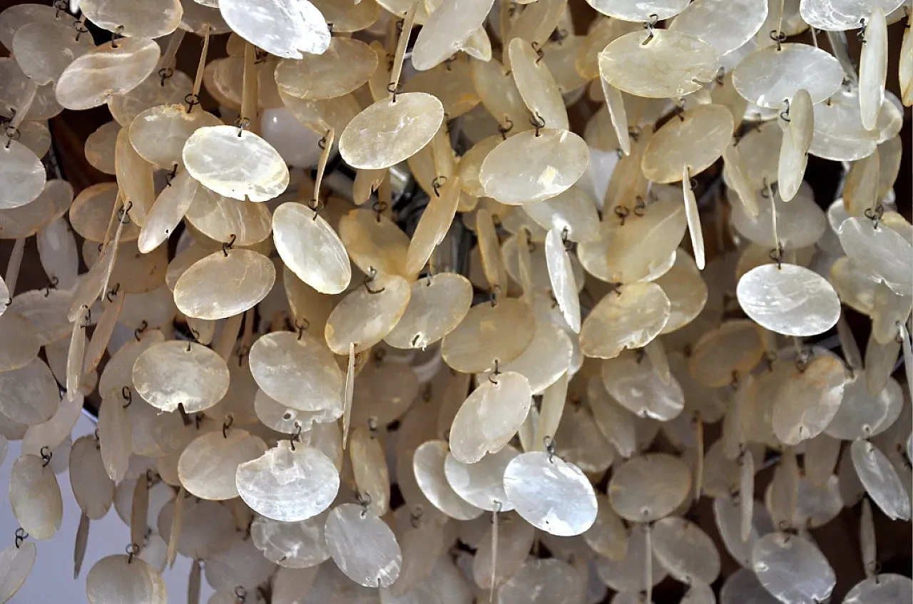 4-tier mother-of-pearl chandelier, 1980s 4