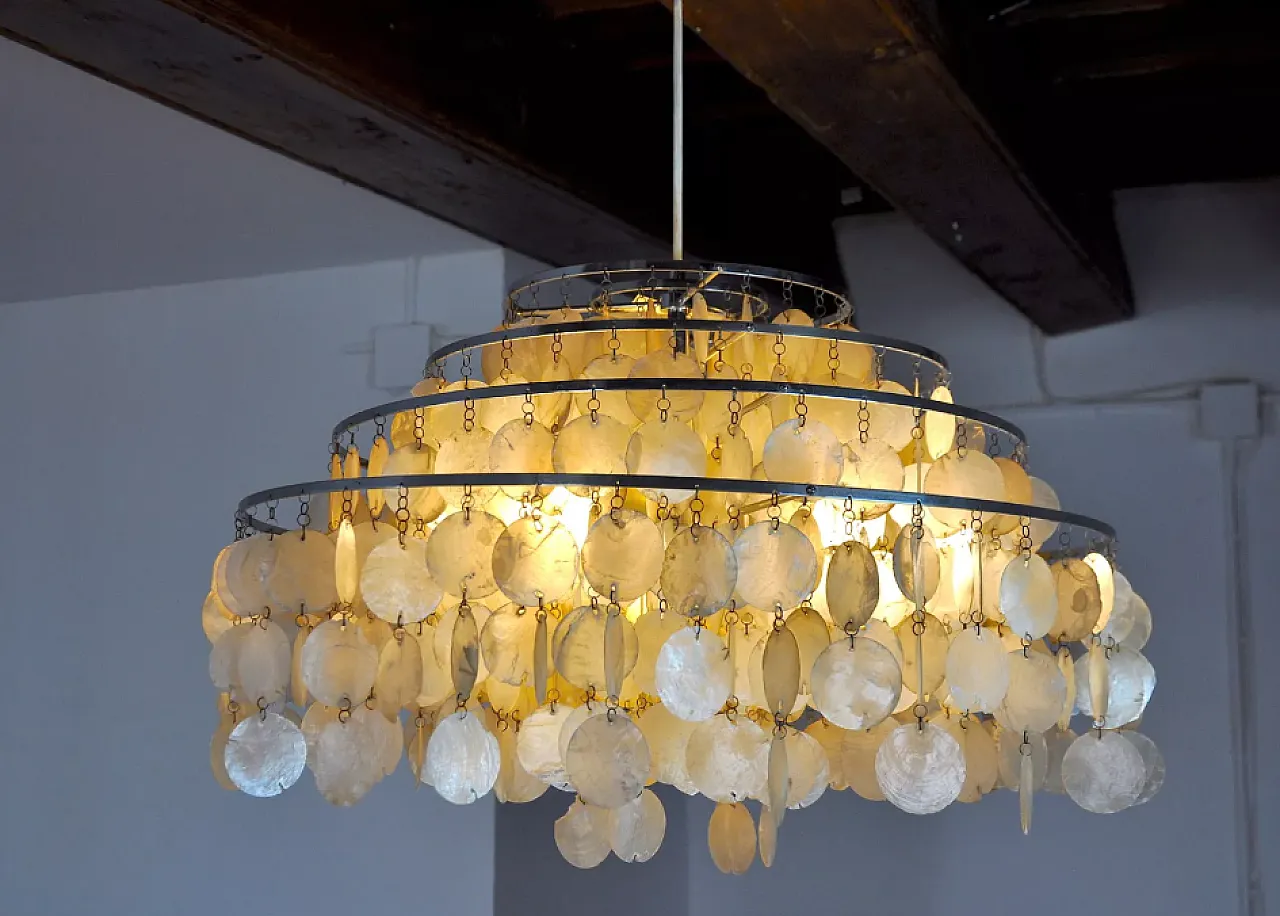 4-tier mother-of-pearl chandelier, 1980s 8