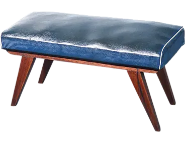 Wood and leatherette bench, 1950s