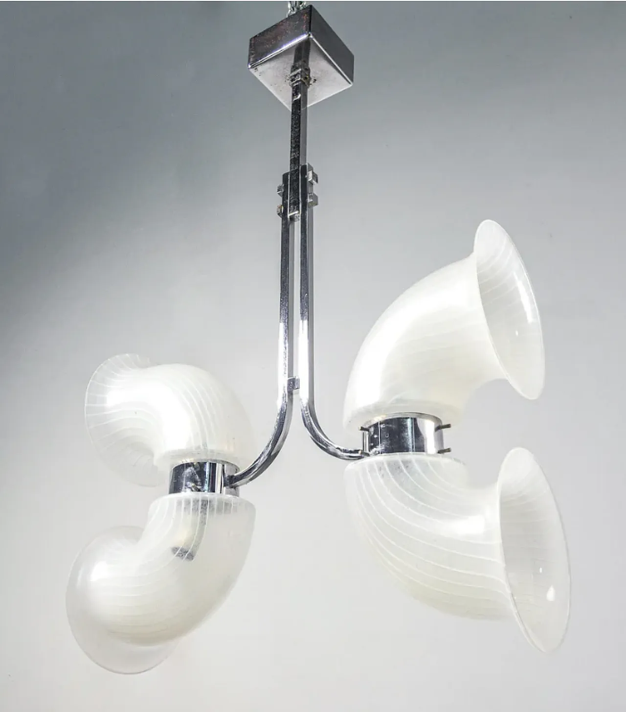 Blown glass and chrome-plated metal chandelier by Aldo Nason, 1970s 1