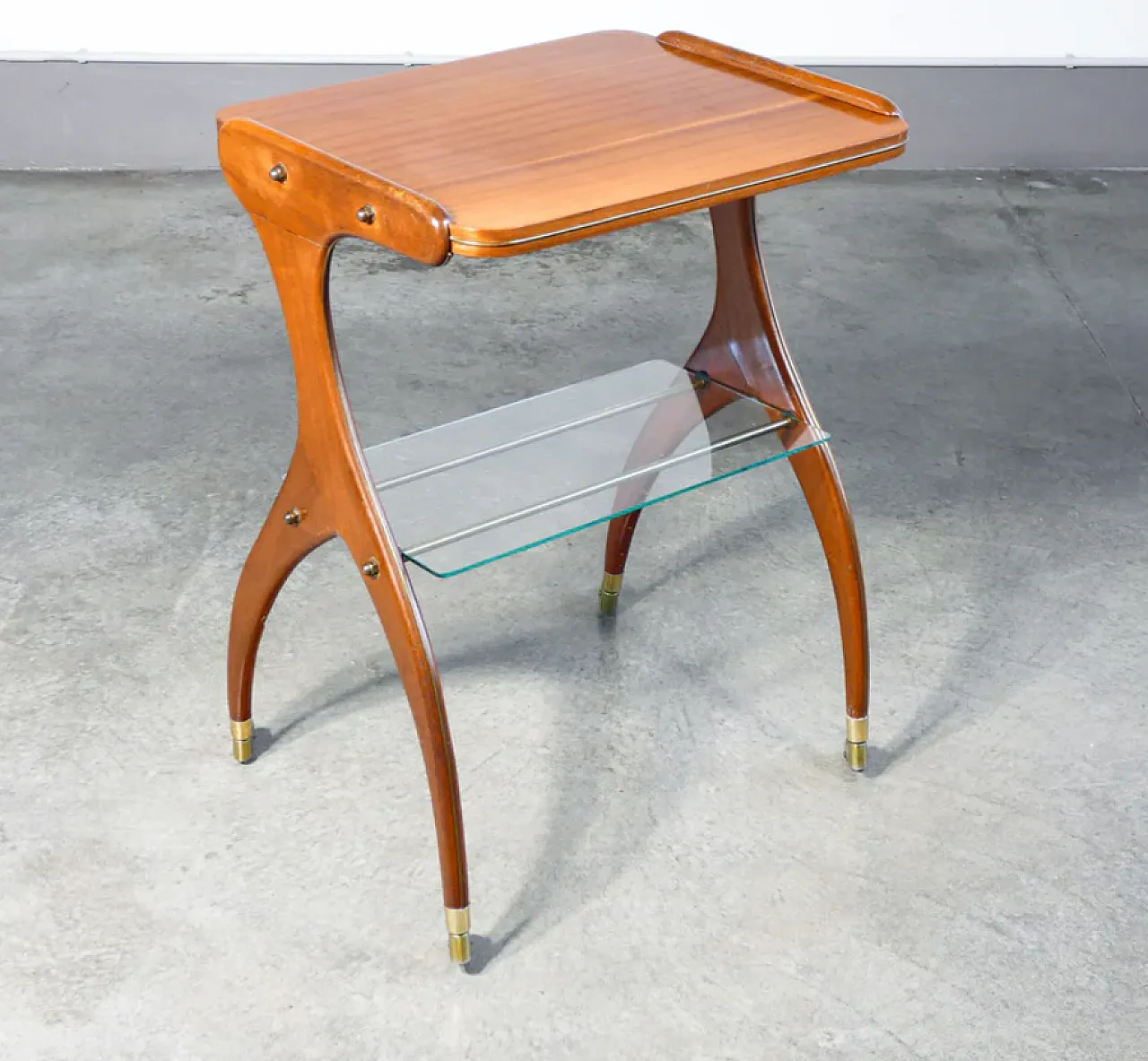 Wood and glass food cart by Rama Torino, 1950s 1