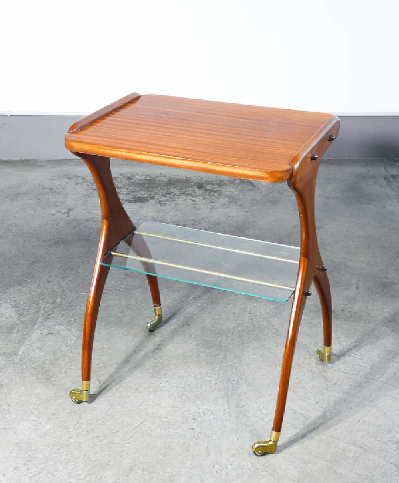 Wood and glass food cart by Rama Torino, 1950s 4