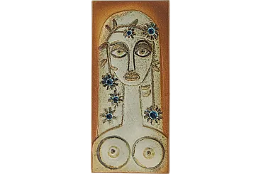 Piatto Relief Woman in ceramica di Josef Simon per Søholm Stentøj, anni '60