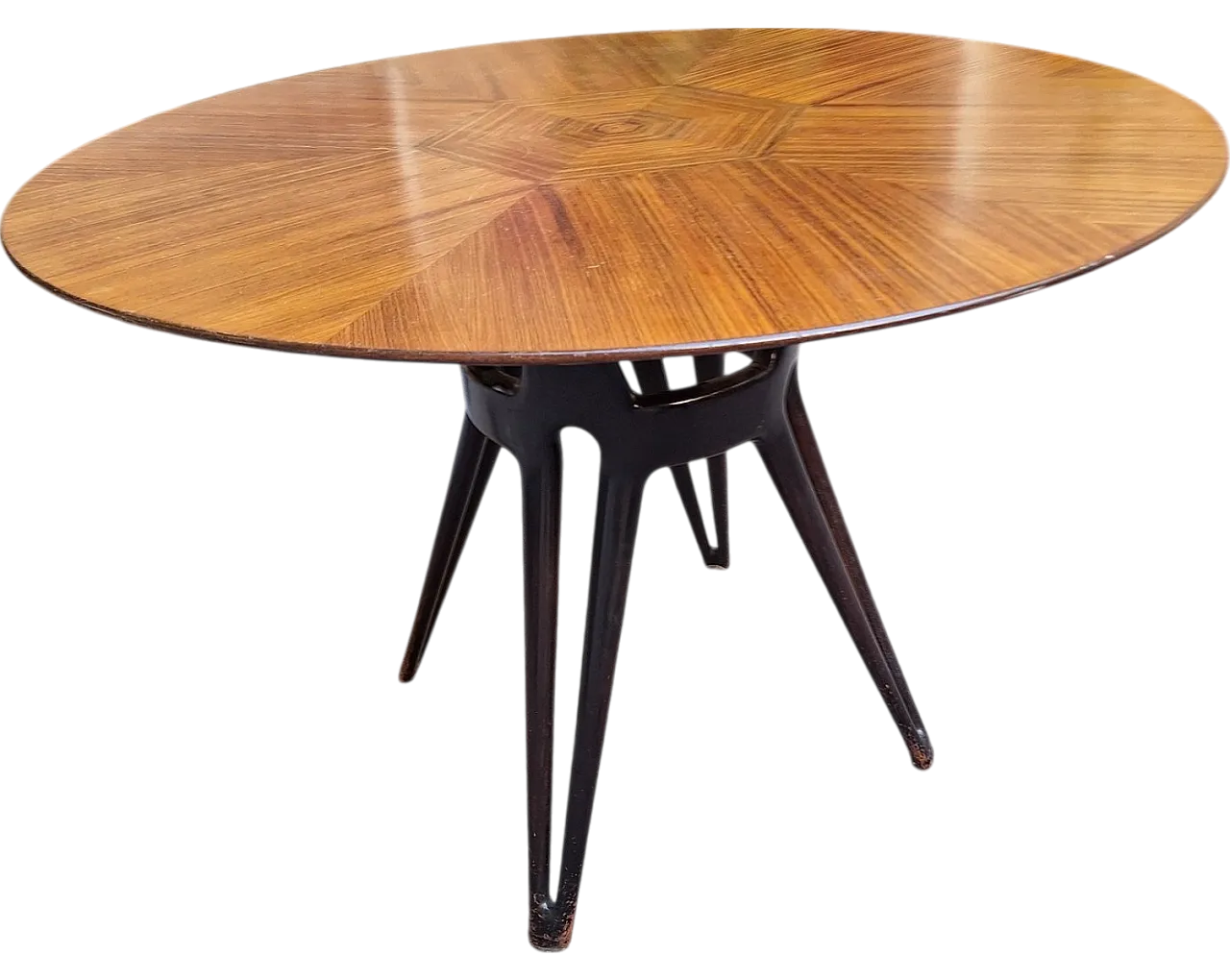 Dining table with round segmented top in mahogany by Ico Parisi, 1950s 10