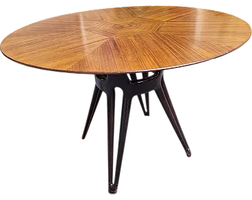 Dining table with round segmented top in mahogany by Ico Parisi, 1950s