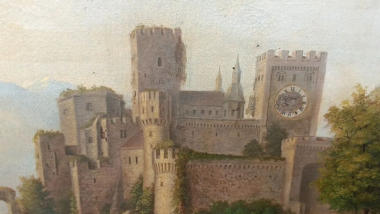 Paesaggio del vecchio castello di Kraft, olio su tela, '800 7