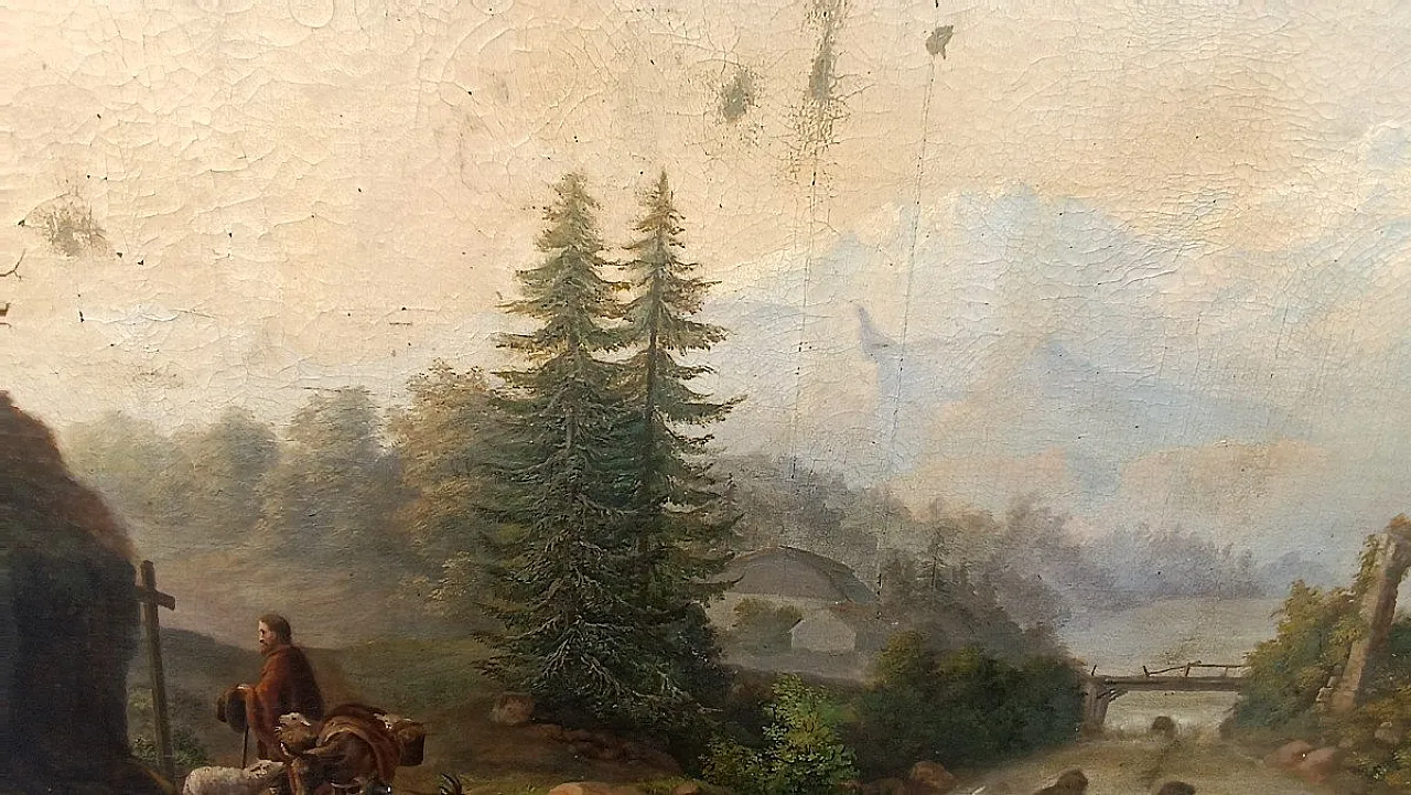 Paesaggio del vecchio castello di Kraft, olio su tela, '800 8