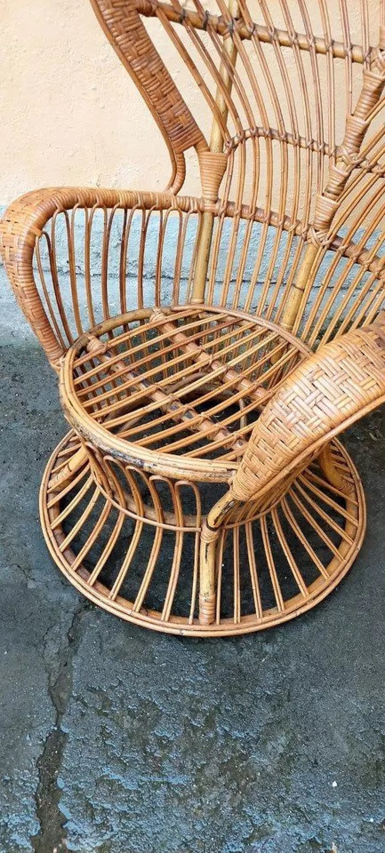 Poltrona in rattan di Lio Carminati e Giò Ponti per Bonacina, anni '50 1