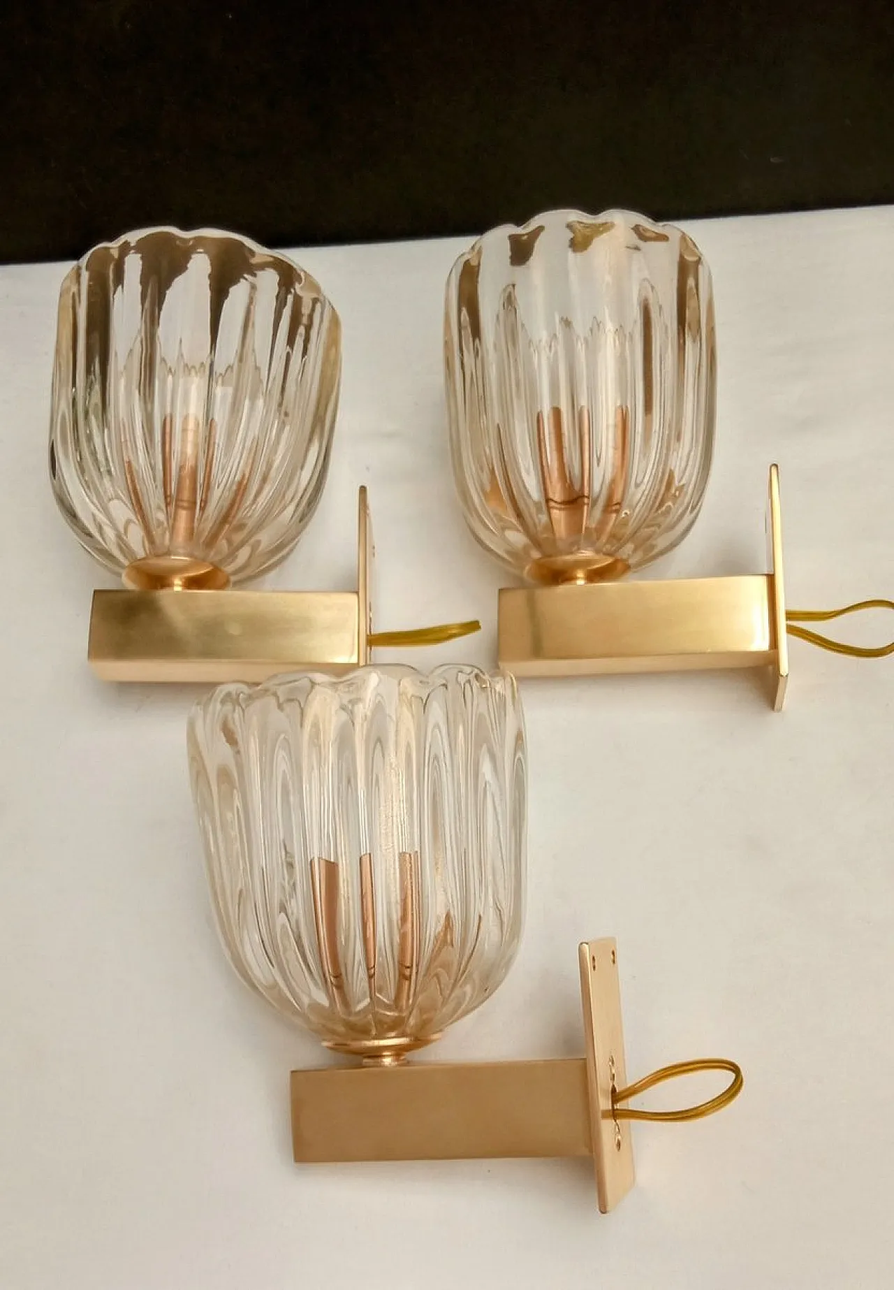 3 Wall lamps attributed to Archimede Seguso for Seguso, 1940s 1