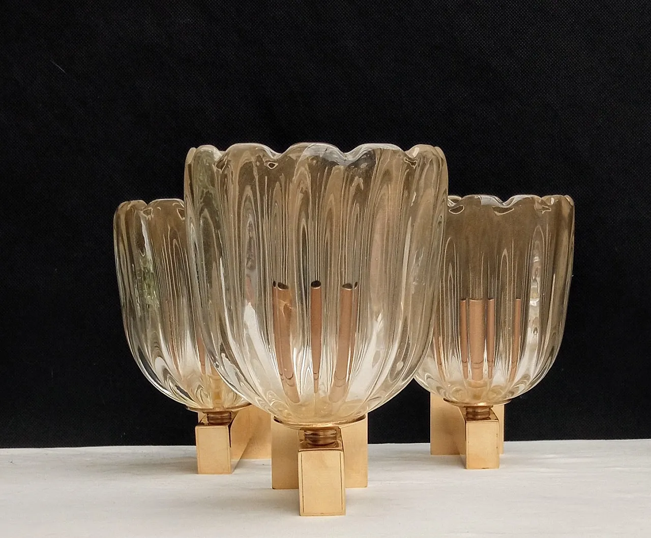 3 Wall lamps attributed to Archimede Seguso for Seguso, 1940s 3