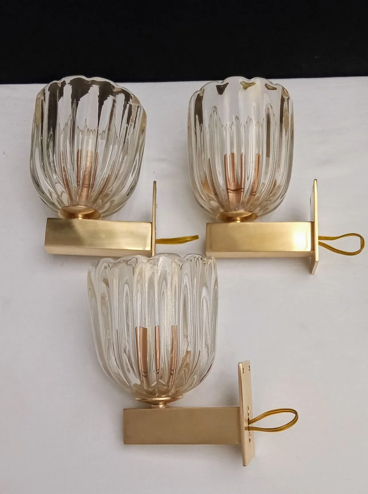 3 Wall lamps attributed to Archimede Seguso for Seguso, 1940s 4