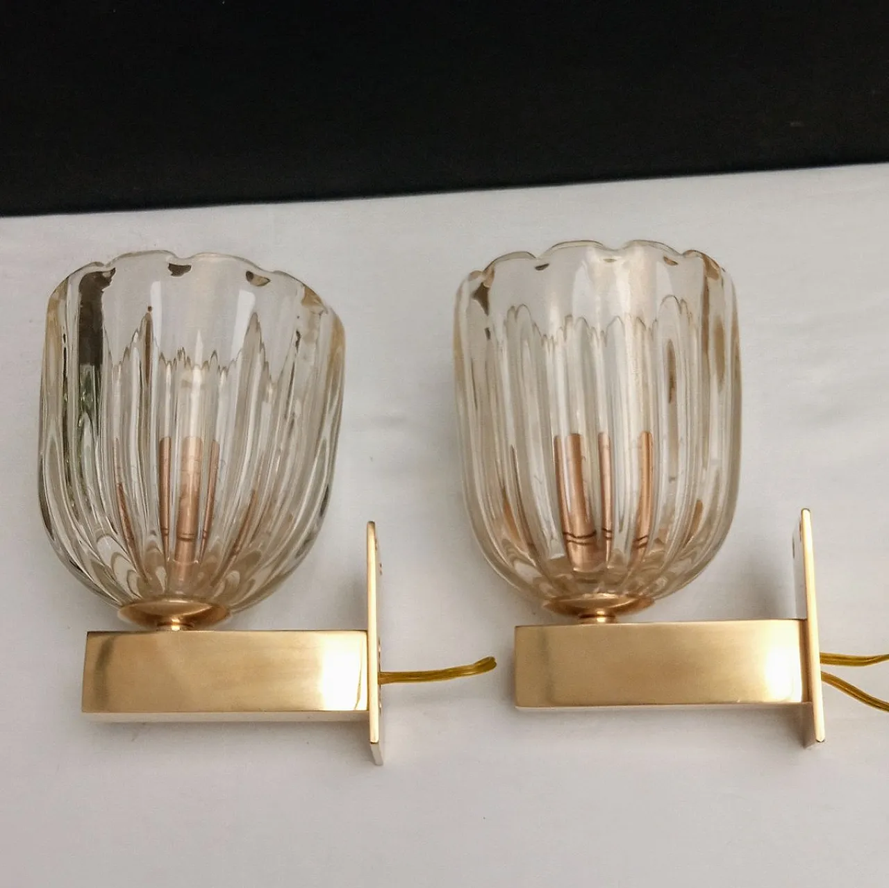 3 Wall lamps attributed to Archimede Seguso for Seguso, 1940s 6