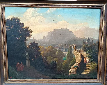 Veduta di Salisburgo, olio su tela, '800