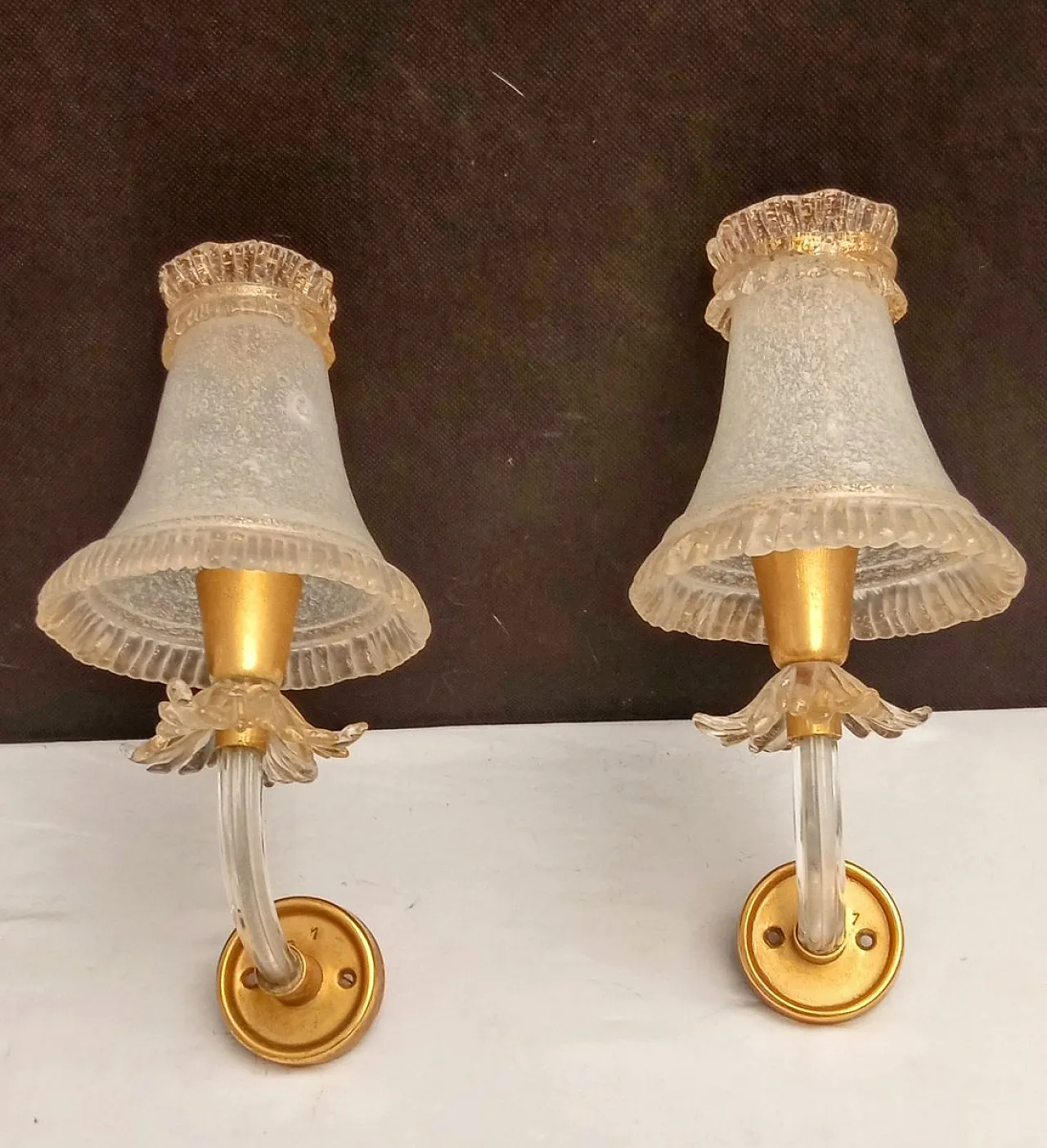 Pair of wall lamps attributed to Archimede Seguso for Seguso, 1950s 1