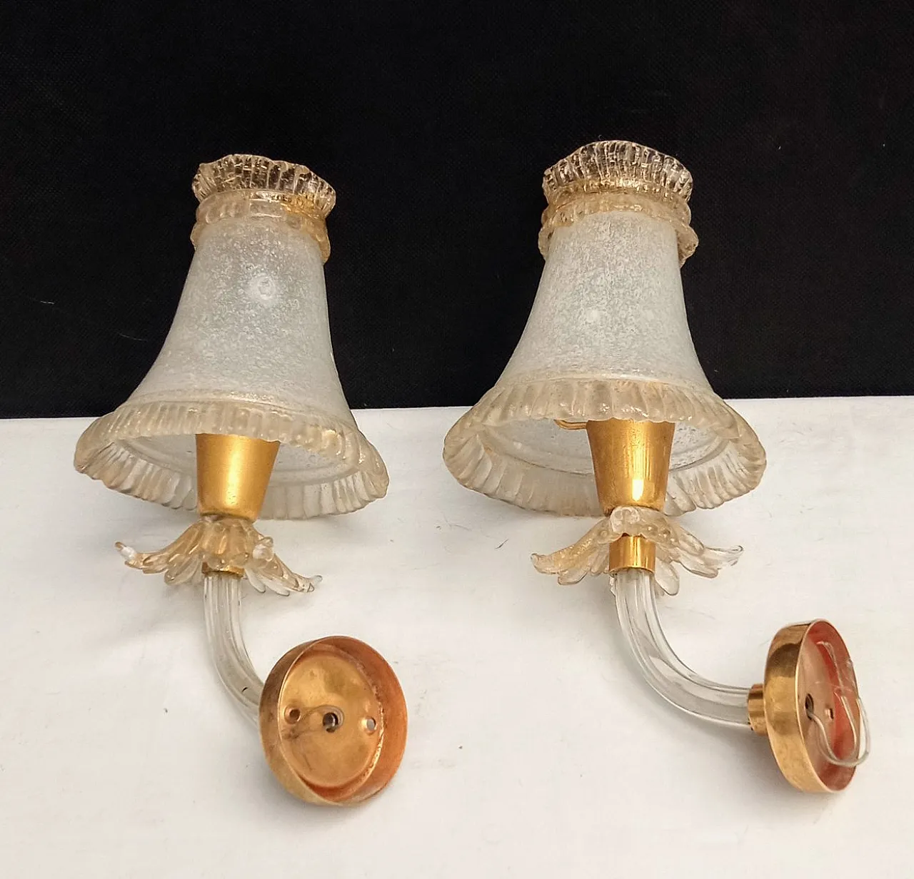 Pair of wall lamps attributed to Archimede Seguso for Seguso, 1950s 8