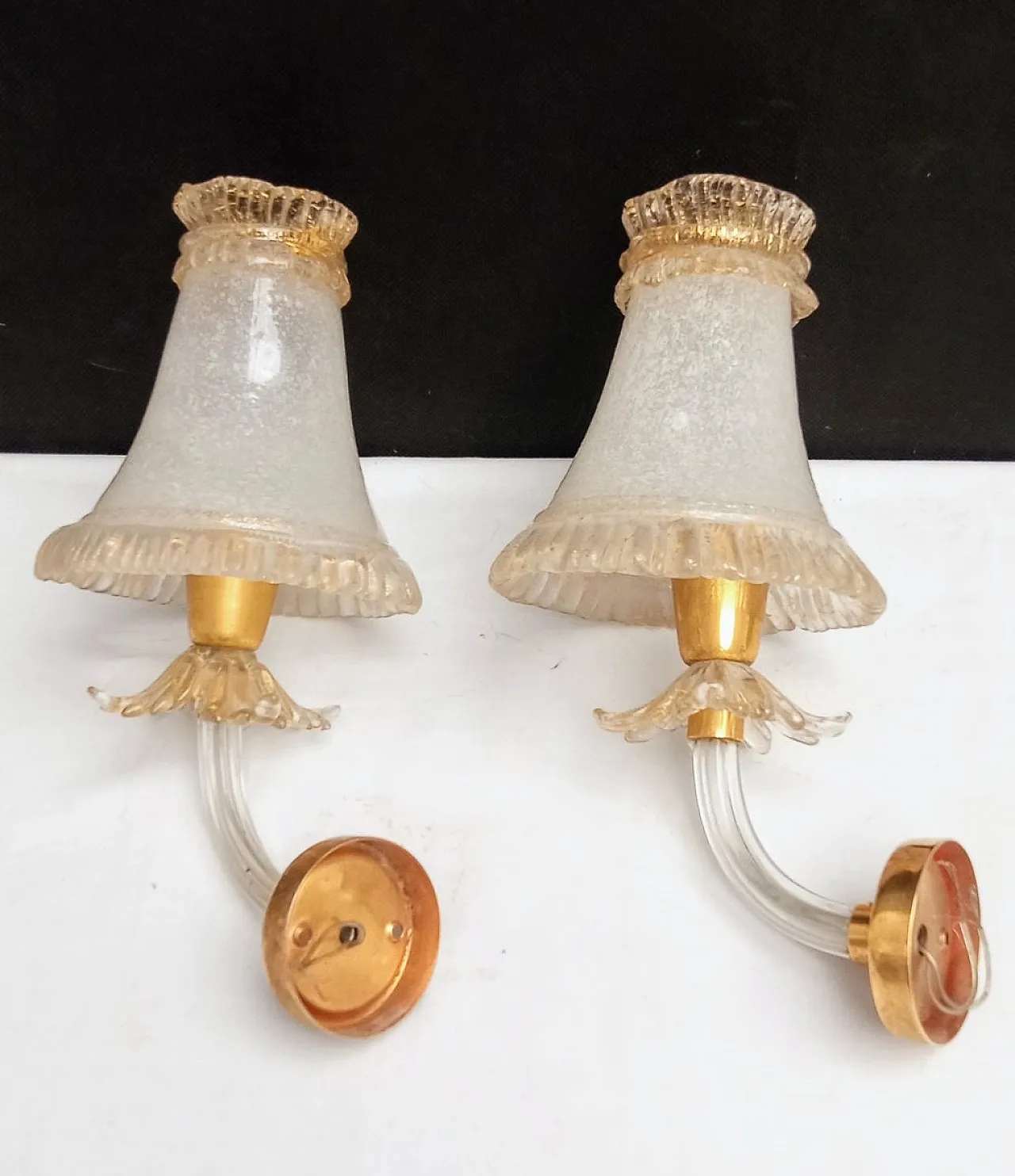 Pair of wall lamps attributed to Archimede Seguso for Seguso, 1950s 9