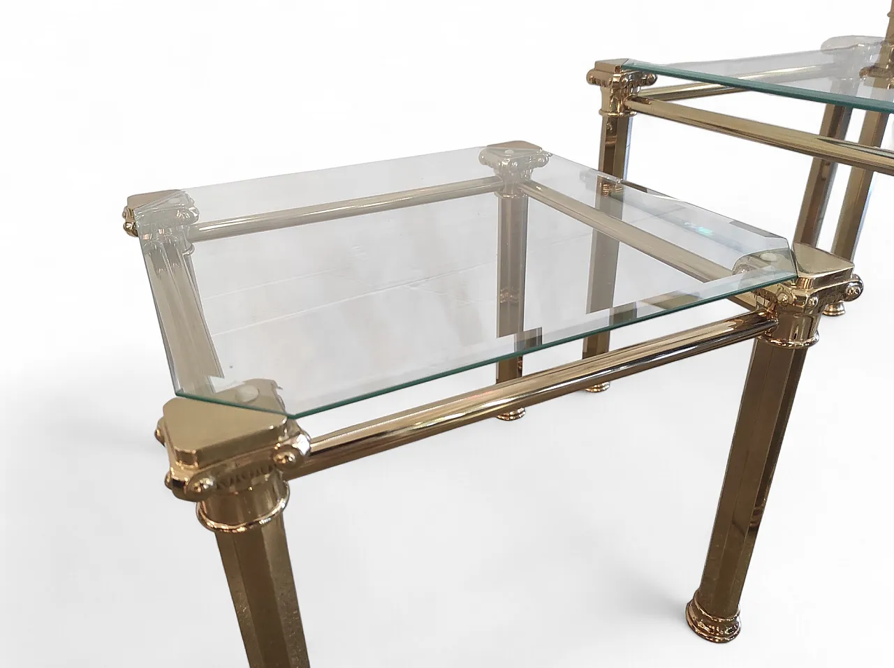 Trio of brass and cut glass coffee tables from the 1970s 3