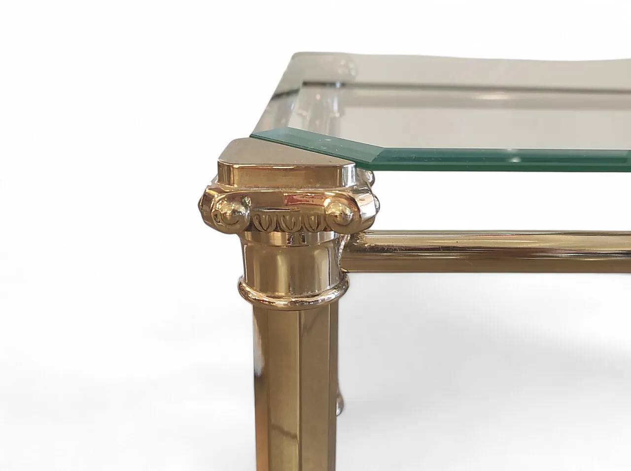 Trio of brass and cut glass coffee tables from the 1970s 9