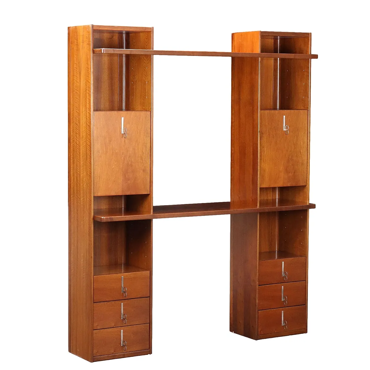 Saporiti modular Cabinet by Vittorio Introini in walnut veneer, 1970s 1