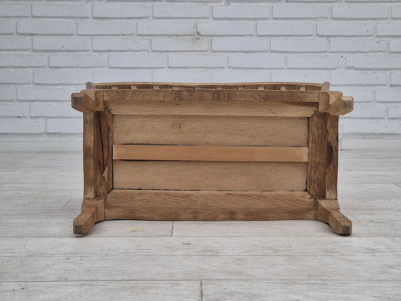 Danish newspaper holder, solid oak wood, 70s 15